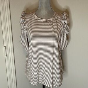 Striped Puff Sleeve Women's Top | M
